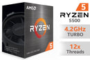 Amd Ryzen 5 6C 12T 5500 (3.6 4.2Ghz Boost 19Mb 65W Am4) Box