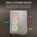 AIR 5400 RS-R ARGB Triple Chamber Mid-Tower PC Case ; 3x Fans Included; 2x 2.5'' ; 1x 3.5''  White
