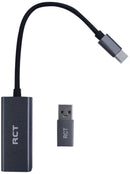 Rct Usb 3.0 Type C To Rj45 Gigabit Ethernet Adaptor With Usb C To A Adaptor