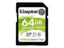 KINGSTON 64GB SDXC CANVAS SELECT PLUS 100R C10 UHS-I U1 V10