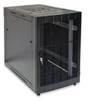 RCT 15U CP black wall mount cabinet 2x uprights 2x glands + Screws; 450mm PERFORATED DOOR