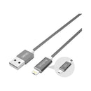 Unitek 1.5M 2-In-1 Usb To Micro Usb And Lightning Cable, Grey