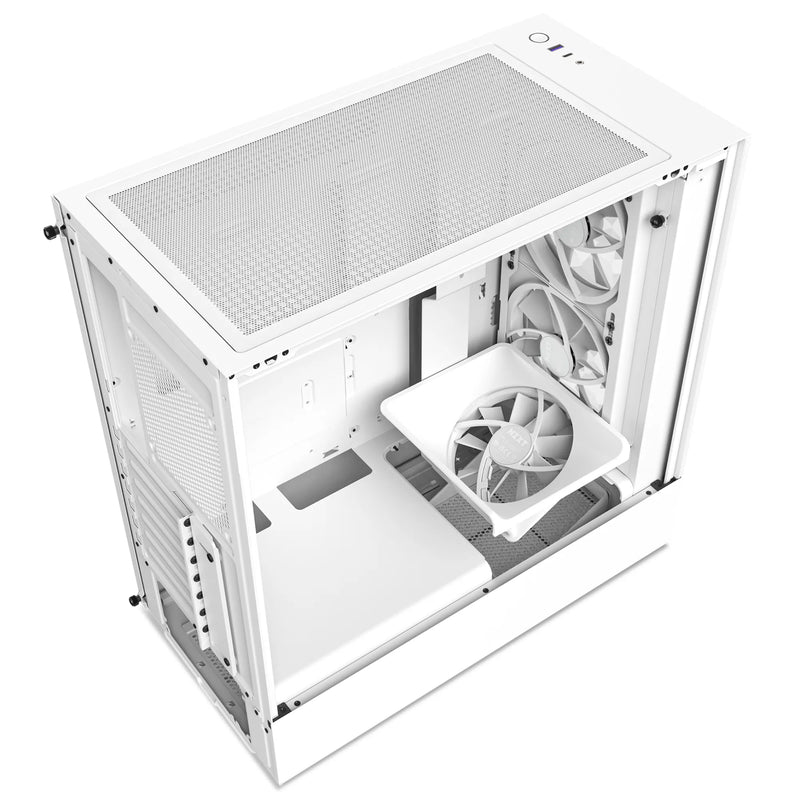 Nzxt H5Elite Mid-Tower Matte White | Tempered Glass Front Panel And Built-In Rgb Controller | Perforated Top Panel | Includes
