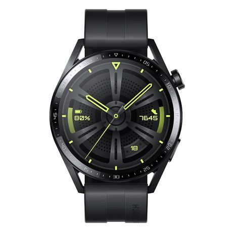 Huawei 46Mm 1.43Inch Black Fluoroelastomer Strap.Front Case:Black Stainless Steel.