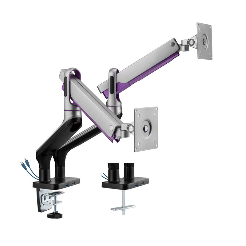 Linkqnet 17-32" Dual Monitor Aluminium Spring-Assisted Arms With Usb Ports