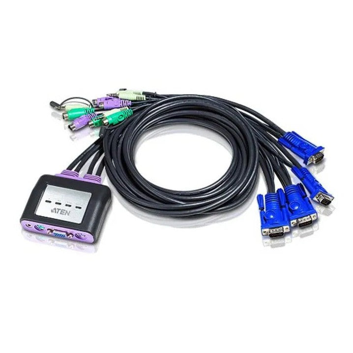 Aten 4-Port Ps2 Vga Cable-Built-In Kvm With Audio Support