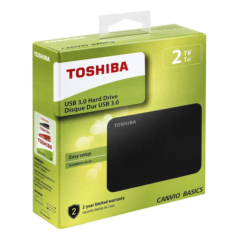 Toshiba Storage Canvio Basics 2Tb Black Usb 3.2 Gen 1 Usb Powered 2 Year Warranty.