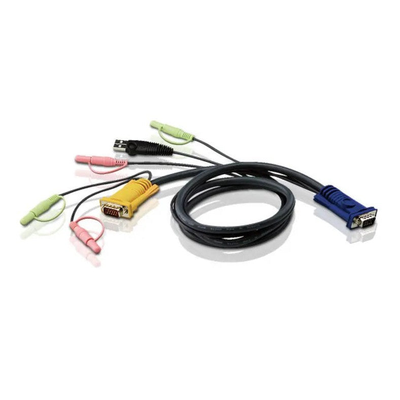 Aten 3M Usb Kvm Cable W Audio - Sphd15 & Audio To Vga Usb & Audio. (Speaker & Mic Support).
