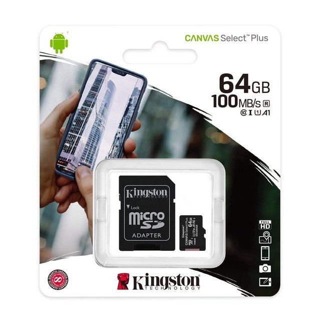 Kingston Micro Sd Card Canvas Select Plus 64Gb 100Mb S Limited Lifetime