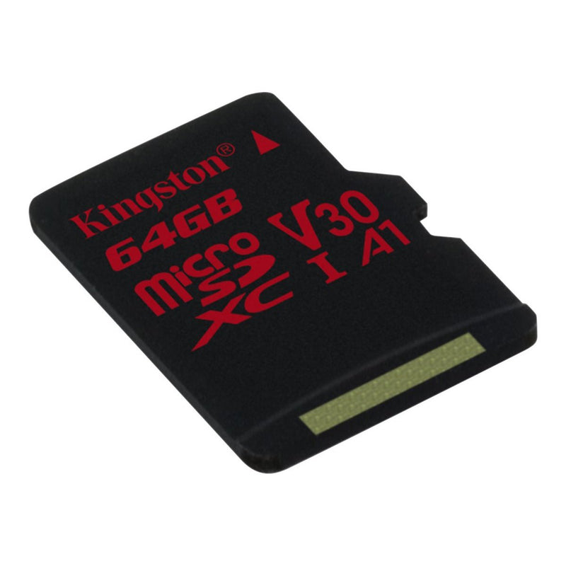 Kingston 64gb Microsdxc Canvas React 100r/80w U3 Uhs-i V30 A1 Card + Sd Adptr