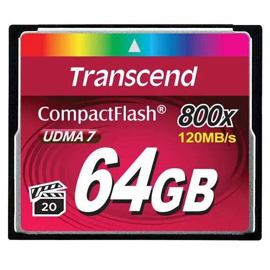 Transcend 64Gb 800X Cf Card Read 120Mb S Write 60Mb S