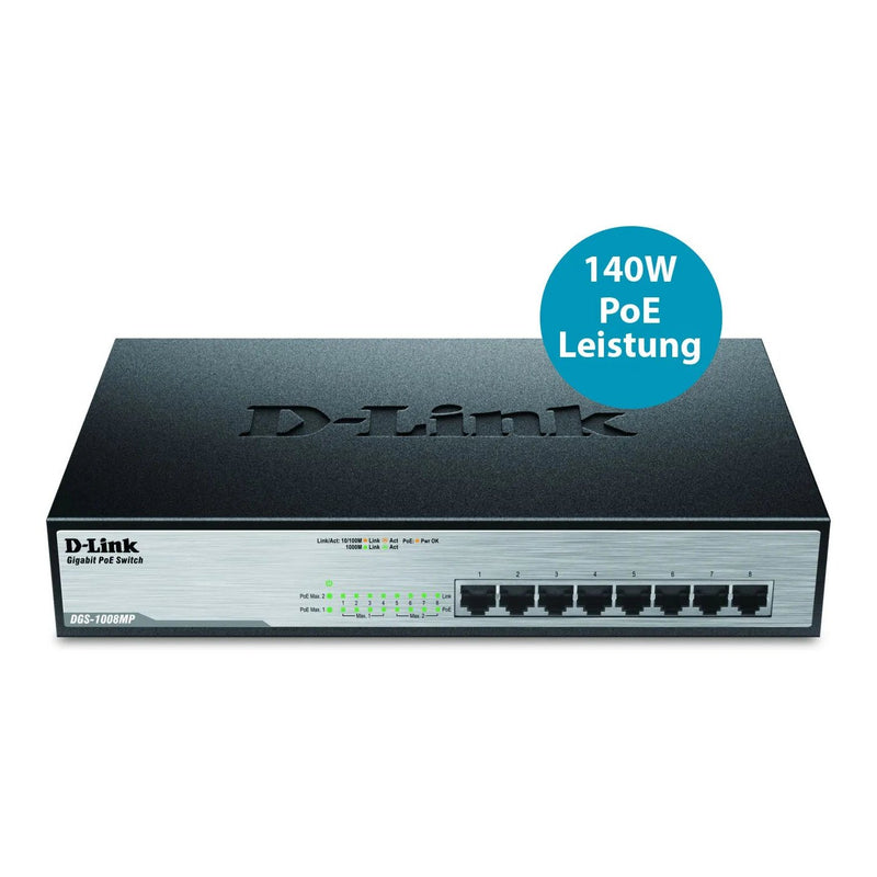 D-Link Consumer D-Link 8-Ports 10 100 1000Mbps Unmanaged Gigabit Switch (Metal Case 8 X Poe Ports)