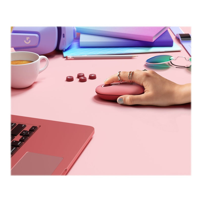 Logitech POP Heartbreaker Rose Wireless Mouse - Elevate your workspace with the POP Silent Mouse in Heartbreaker Rose a fusion of neon corals and crushed raspberry hues that's designed for those who appreciate aesthetics. This compact and comfortable w...