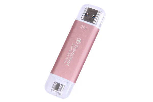 Transcend 2 Tb Esd310C Usb3.2 Type A & C (Usb 10Gbps) Otg Compact Portable Ssd - Read 1050Mb S Write 950 Mb S - Pink