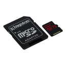 Kingston 64gb Microsdxc Canvas React 100r/80w U3 Uhs-i V30 A1 Card + Sd Adptr