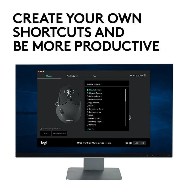 Logitech® M720 Triathlon Mouse - N A - 2.4Ghz Bt - N A - Emea - Clamshell M720