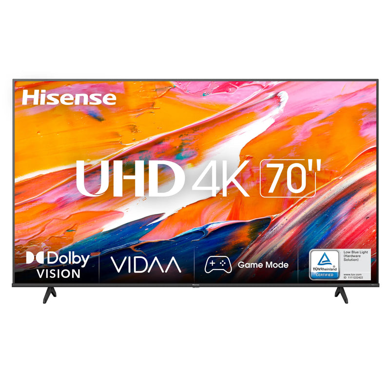 Hisense 70" A6K Series Uhd Smart Tv: 4K Resolution, Built-In Wi-Fi, Bluetooth, Hdmi, Usb Ports, Dolby Digital, Screen Mirroring, 4-Year Warranty