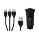 Remax Car Charger With 3-In-1 Usb Cable