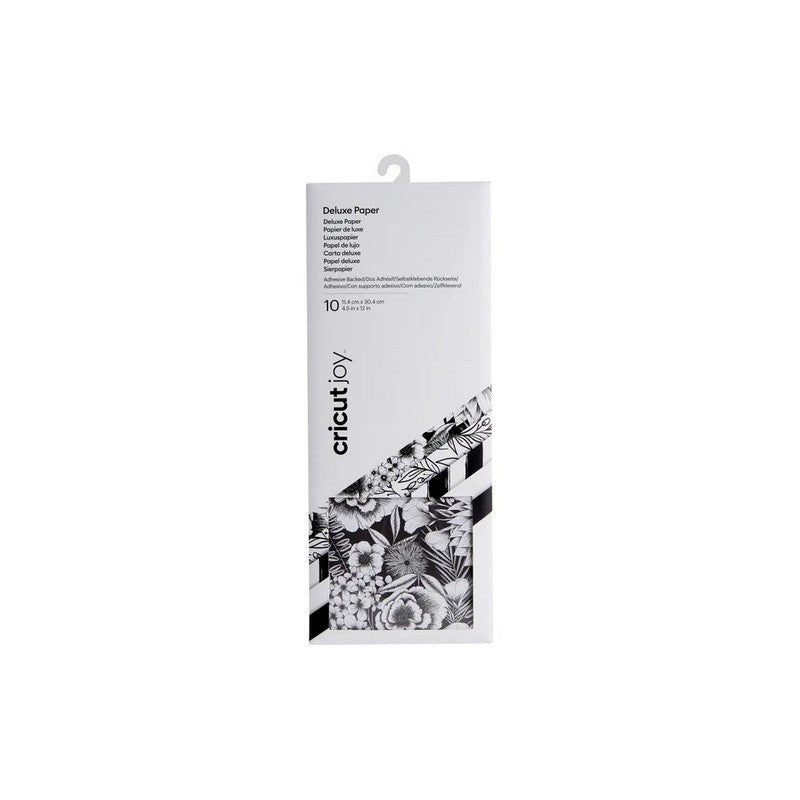 2008049: Cricut Joy Adhesive Backed Deluxe Paper 10-Sheets (Black And White Botanicals)