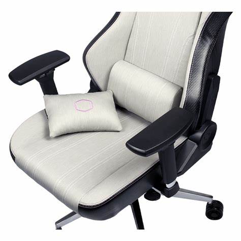 Cooler Master Caliber X1C Premium Gaming Chair Grey Fabric Recline Height Adjust Head And Lumbar Pillows Premium Materials