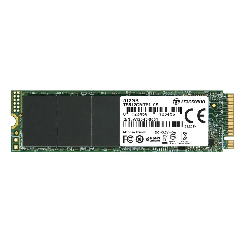Transcend Mte110S 512Gb Pci-E M.2 2280 Gen 3X4 Ssd - 3D Tlc -Dramless