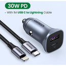 Ugreen 30W Car Dual Port Charger - Qc 4.0 3.0 Fast Charging, Retail Box , 1 Year Limited Warranty