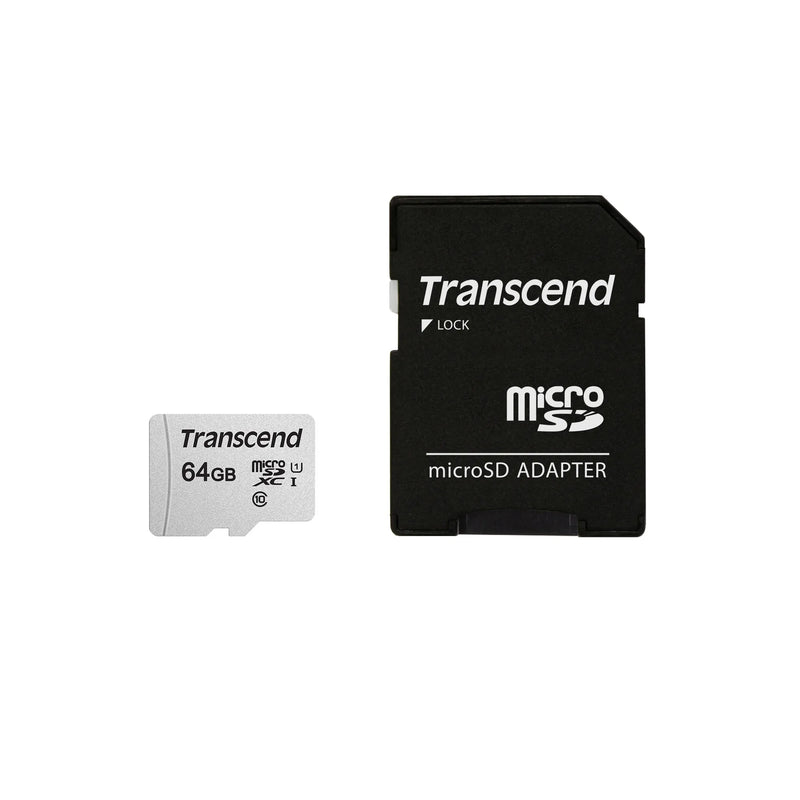 Transcend 300S 64Gb Micro Sd Uhs-I U1 Class 10 Read 95 Mb S Write 45Mb S With Sd Adaptor -Tlc