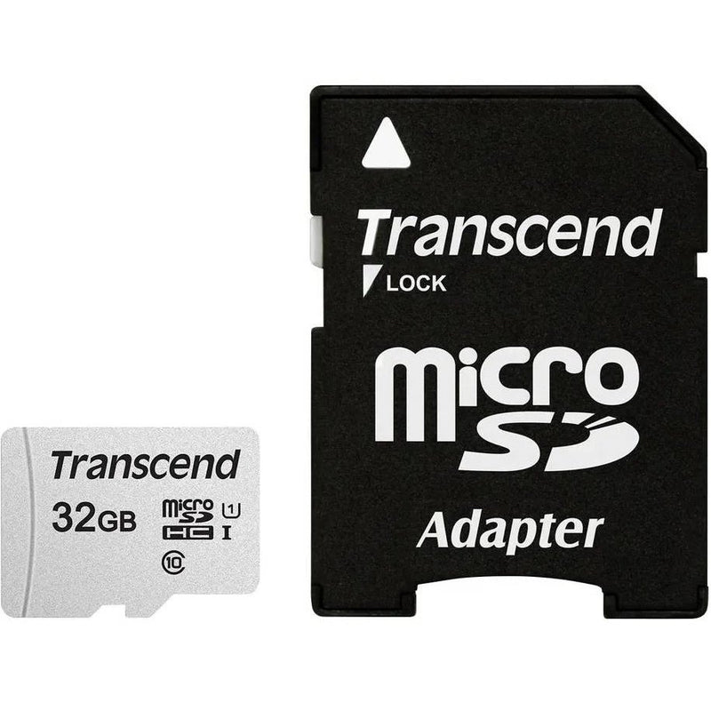 Transcend 300S 32Gb Micro Sd Uhs-1 U1 Class10 - Read 95Mb S - Write 45Mb S With Adaptor -Tlc