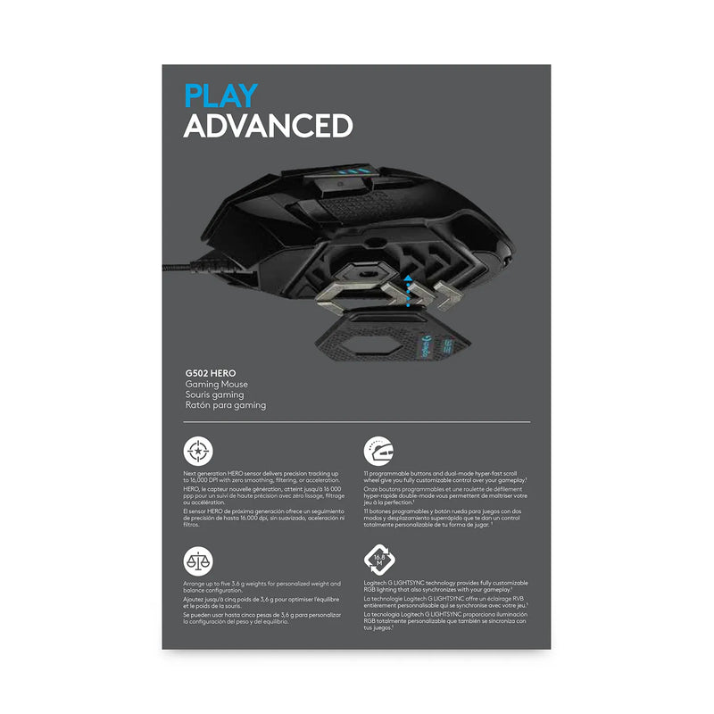 LOGITECH G502 HERO WIRED GAMING MOUSE - BLACK