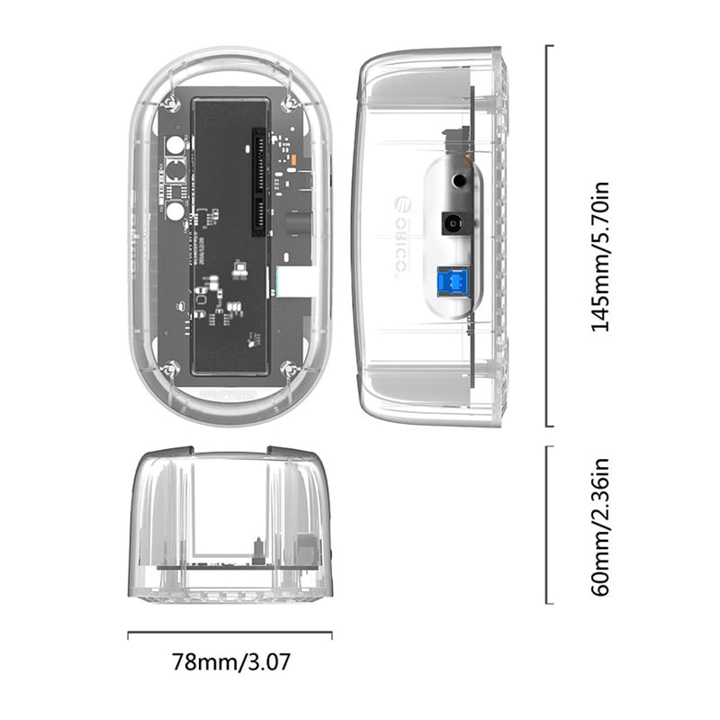 Orico Usb3.0 2.5" 3.5" Hdd Ssd Dock Transparent