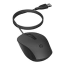 HP 150 Wired Mouse Optical Black - ergonomic and reliable input device designed for everyday use featuring a sleek black design. It connects via a USB Type-A port and offers a resolution of up to 1600 DPI for precise tracking making it suitable for bot...