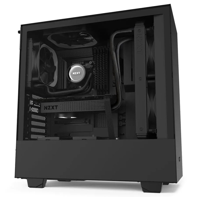 H510 Black/black Compact Mid-tower Case With Tempered Glass - 2x120mm Fans Incl - 4 Fans Supported