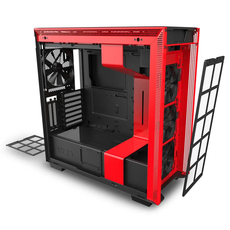 H710i Black/red Premium Atx Mid-tower With Lighting And Fan Control