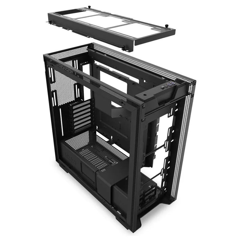 H710 Black/black Mid-tower Case With Tempered Glass