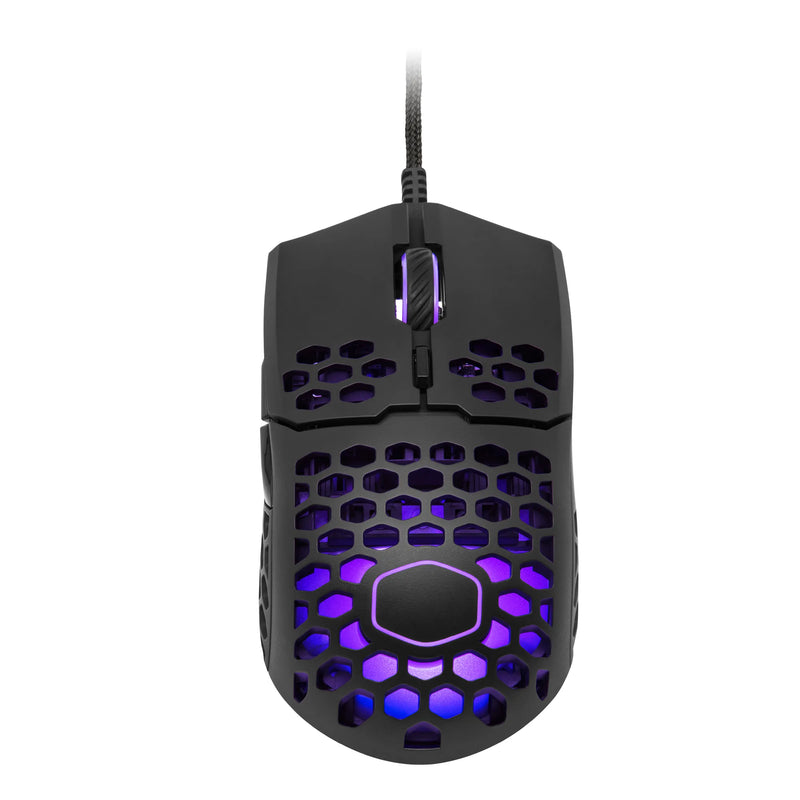 Cooler Master Mm711 Rgb Matte Black Ultra Light 53G Gaming Mouse Ultraweave Paracord Cable Pixart Pmw3389 Sensor Ptfe Skates