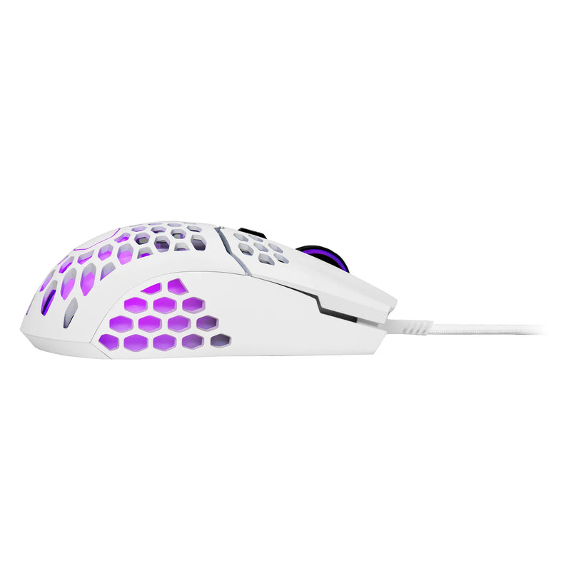 Cooler Master Mm711 Rgb Matte Whiteultra Light 53G Gaming Mouse Ultraweave Paracord Cable Pixart Pmw3389 Sensor Ptfe Skates