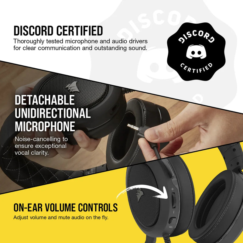 Corsair Hs60 Pro Surround Gaming Headset - Carbon; Console Ready; 3.5 Mm Analog