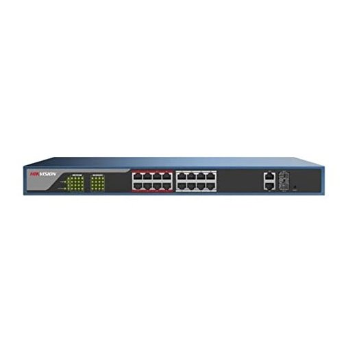 Hikvision L2 Smart Managed Switch 16 10 100M Rj45 Poe Ports 2 Gigabit Combo Ports 802.3Af At Poe Power Budget 230W Max. 300 Meter Long Distance Poe Transmission