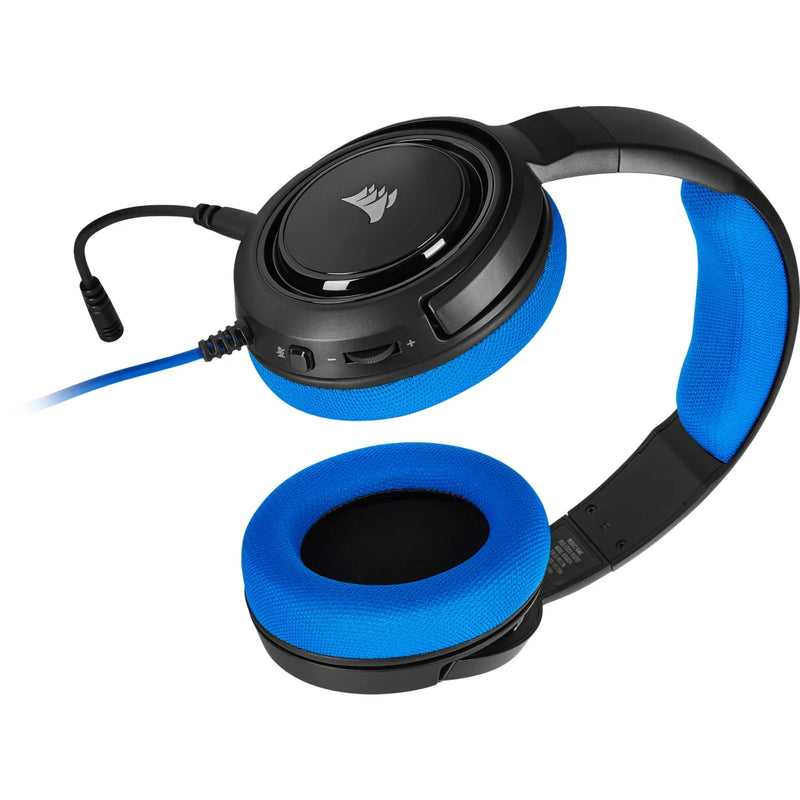 Corsair Hs35 Stereo Gaming Headset; Blue - Multi Platform Compatibility 3.5mm (1to2 Splitter Included)