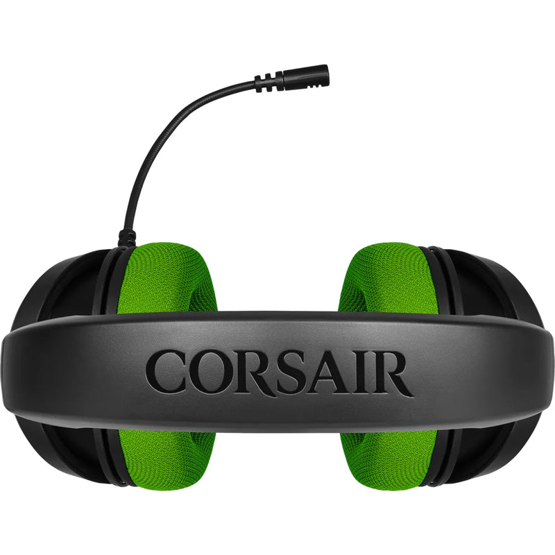 Corsair Hs35 Stereo Gaming Headset; Green - Multi Platform Compatibility 3.5mm (1to2 Splitter Included)