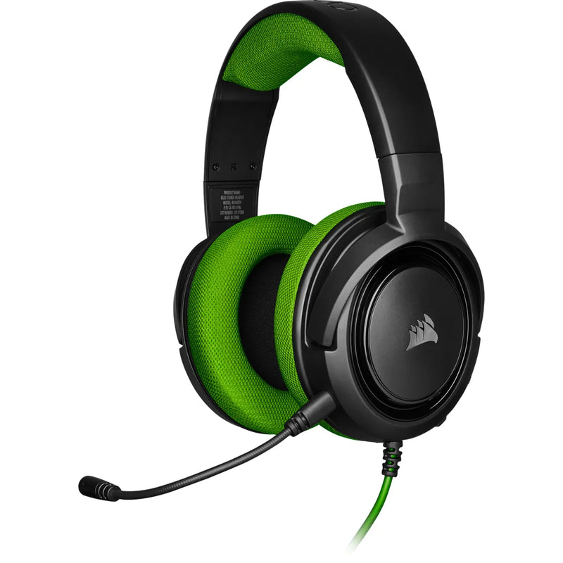 Corsair Hs35 Stereo Gaming Headset; Green - Multi Platform Compatibility 3.5mm (1to2 Splitter Included)