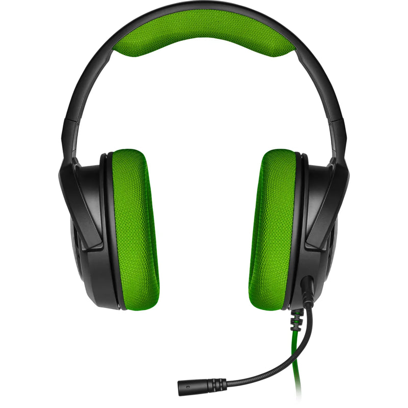Corsair Hs35 Stereo Gaming Headset; Green - Multi Platform Compatibility 3.5mm (1to2 Splitter Included)