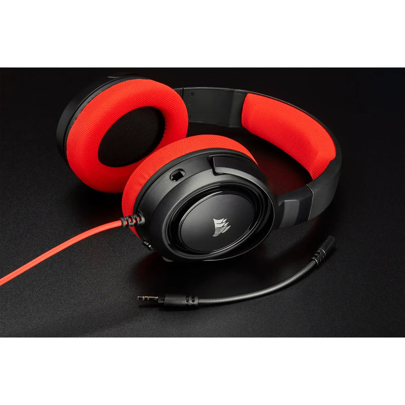 Corsair Hs35 Stereo Gaming Headset; Red - Multi Platform Compatibility 3.5mm (1to2 Splitter Included)