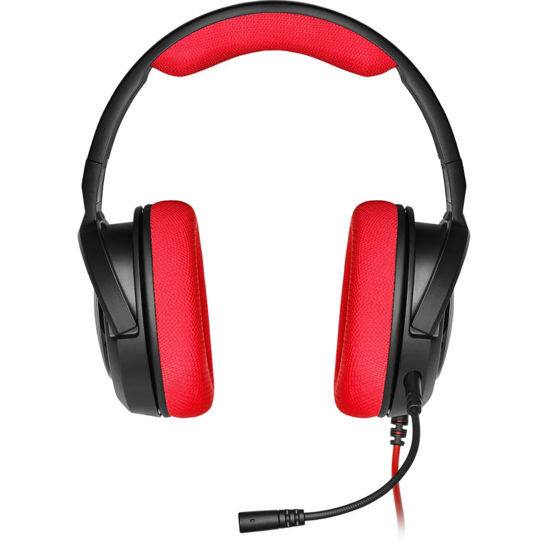 Corsair Hs35 Stereo Gaming Headset; Red - Multi Platform Compatibility 3.5mm (1to2 Splitter Included)