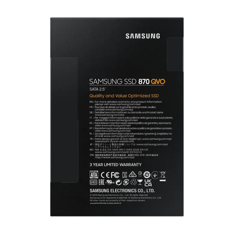 Samsung 870 Qvo 8 Tb Sata Ssd - Read Speed Up To 560 Mb S Write Speed To Up 530 Mb S Random Read Up To 98 000 Iops Random Wri