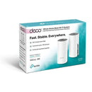 The TP-Link Deco E4 (2-pack) AC1200 Whole Home Mesh Wi-Fi System ensures seamless coverage up to 2800 sq. ft. eliminating weak signal areas with advanced mesh technology and a unified network name. It delivers stable dual-band speeds of up to 1167 Mbps...