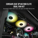 Corsair Sp140 Rgb Elite 140Mm Rgb Led Fan With Airguide Dual Pack With Lighting Node Core