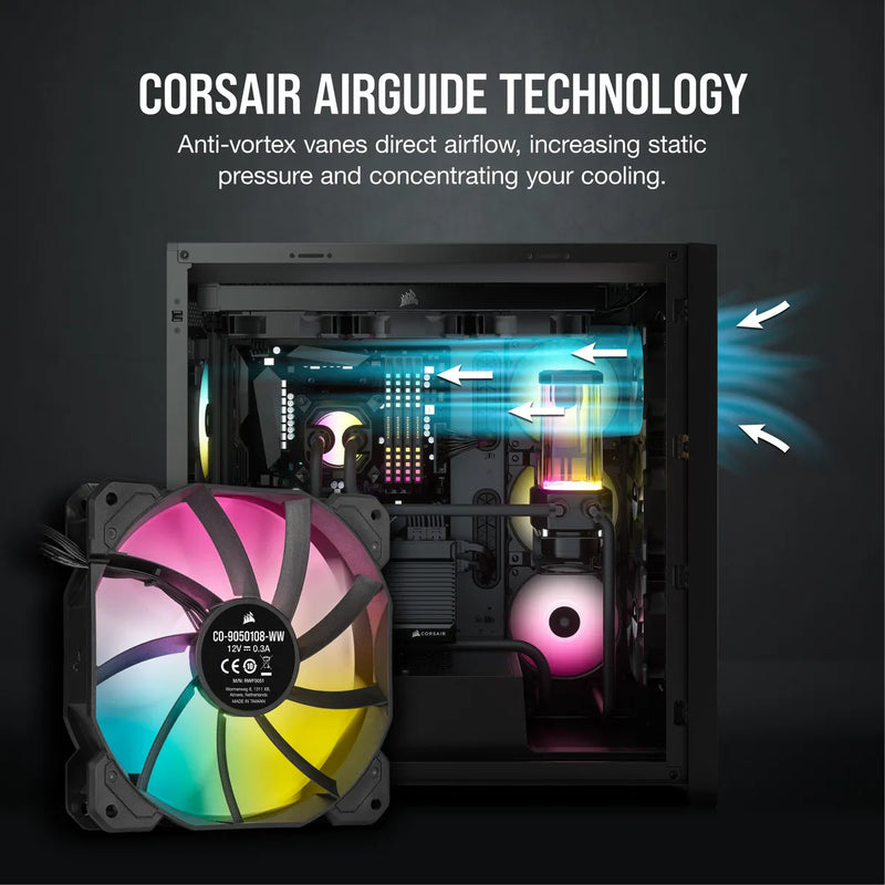 Corsair Sp120 Rgb Elite 120Mm Rgb Led Fan With Airguide Triple Pack With Lighting Node Core