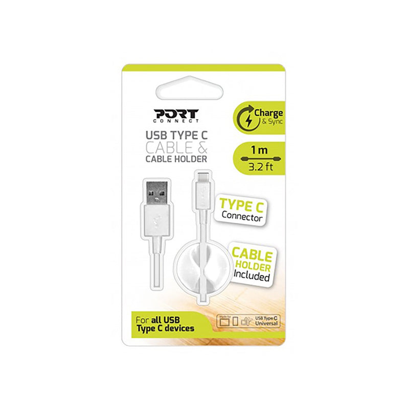 Port Type-C Cable - Usb A To Usb C - 1.2M - White