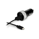 Port Car Charger - 2X Usb And Lighting - Smart Charge - Black